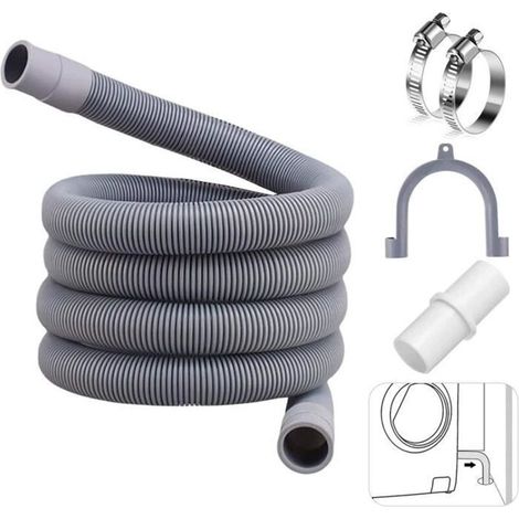2m Universal Flexible Drain Hose, Dishwasher Hose Extension, Washing Machine Drain Hose Extension (1/4)