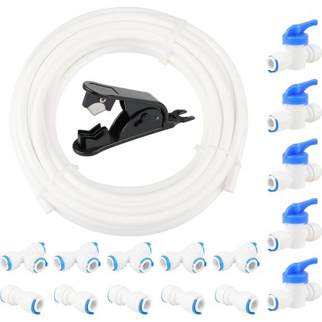 Water Purifier Tube Connector 9.5mm Push to Connect Water Tube Fitting (Ball Valve + Type I+T) + PE Coupler + Pipe (1/5)