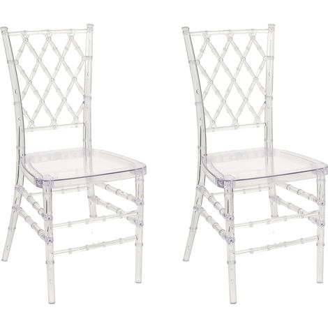 Beliani – Lot de 2 chaises transparentes en polycarbonate – Style glamour – Hauteur 92 cm, largeur 39 cm, profondeur 40 cm – Empilables et légères (1/5)