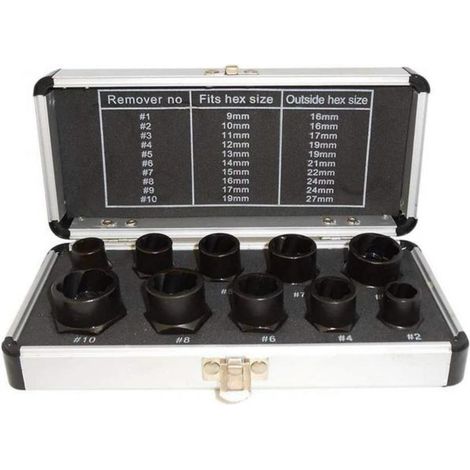 SET 10 BUSSOLE ESTRATTORE VITI BULLONI DADI DANNEGGIATI SMANGIATI ALTI 9-19mm (1/2)