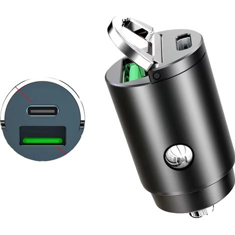 Cargador para coche, puerto USB doble más puerto Tipo-C, compatible con carga rápida, 200W PD QC (1/2)