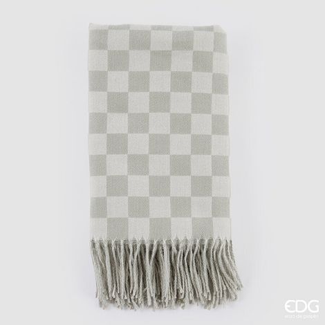 EDG Enzo De Gasperi Coperta a Scacchi 152 x 127 Cm Poliestere Bianco Verde