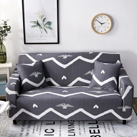 Housse De Canape De 4 Places Imprime Pour Longueur De 235-300 cm-LD