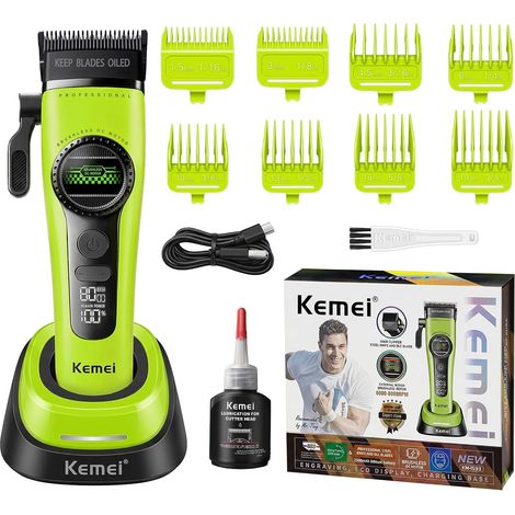 Professional Hair Clipper for Men, Green Cordless Trimmer with Charging Base (1/5)
