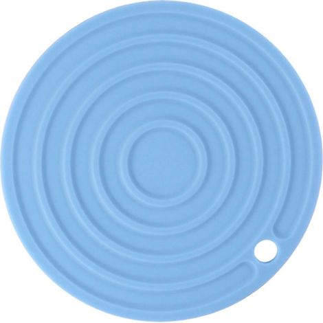 Tapis de table rond en silicone isolant et antidérapant, pour la maison et la cuisine. Bleu nordique. (1/5)