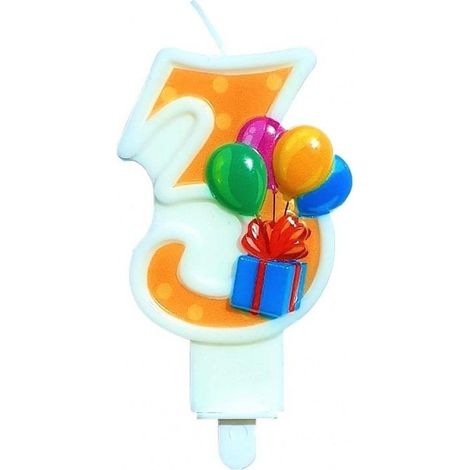 Vela de cumpleaños número 3 con globos
