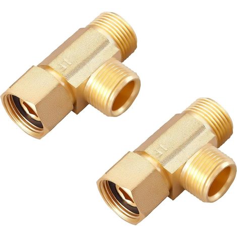 Vanne d'arrêt d'angle Add-A-Tee en laiton sans plomb, entrée à compression 3/8 cm, sorties à compression 3/8 cm, lot de 2 (1/5)