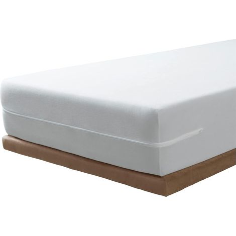 Matelas Élastique, Éponge Bouclette 100% Coton - Blanc, 140x190/200cm Protège-Matelas Alèse Housse integrale de Matelas – Disponible en Plusieurs Dimensions (1/5)