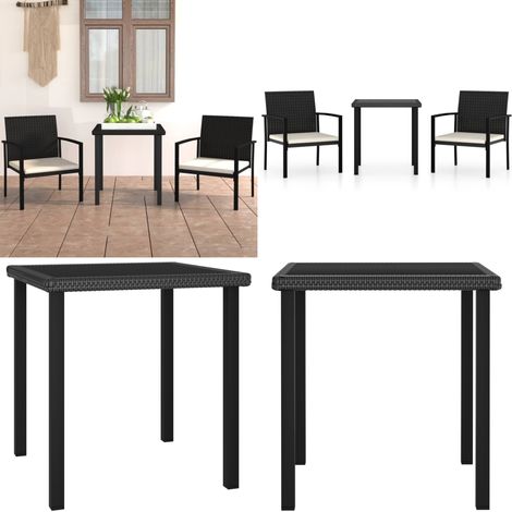 Conjunto de comedor de jardín 3 piezas ratán sintético negro - Mesa de jardín - Sillas de jardín