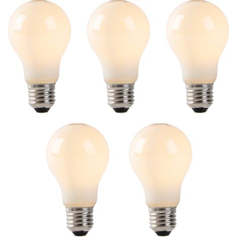 Set of 5 E27 LED Bulbs Opal Glass 1W 80LM 2200K