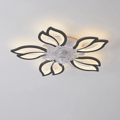 Plafonnier Ventilateur Moderne 65 cm avec Éclairage LED Réglable, Ventilateur de Plafond à 6 Vitesses et Télécommande pour Intérieur(Noir) (1/4)