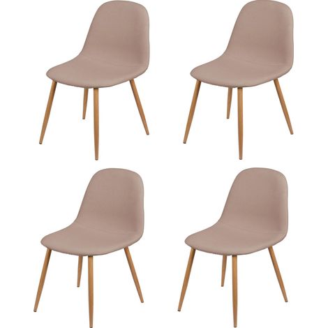 Lot de 4 chaises en tissu et pieds en métal effet bois OSLO (1/2)