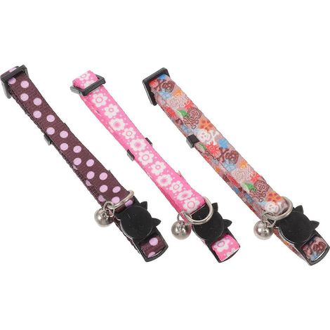 Collar para gatitos con hebilla de seguridad para mascotas, 9 unidades, diseño floral con cascabeles. (1/5)