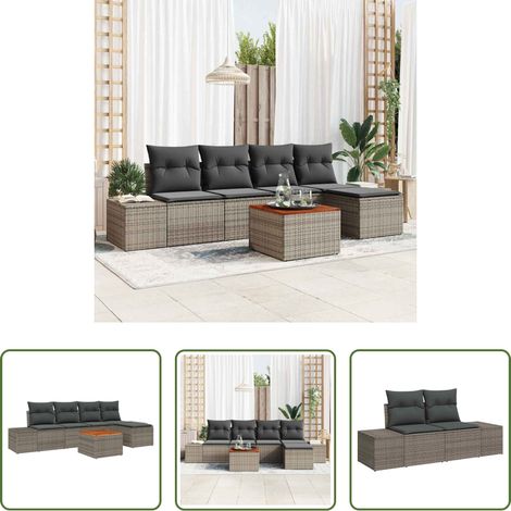 vidaXL Conjunto de sofás de jardín 6 uds. Gris ratán sintético (1/5)