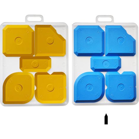 2 ensembles de 5 pièces de raclette à colle à verre, beau remplissage de couture, raclette, grattoir à joints (jaune + bleu)