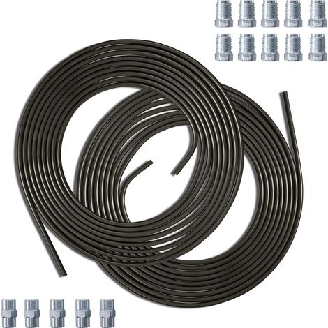 Câble de frein de 10 m de diamètre 4,75 mm en acier avec 10 raccords + 5 connecteurs M10 x 1 DIN 74 234 - Tuyau de frein en acier cuivré - Assortiment pour colliers F pour voiture, moto (1/5)