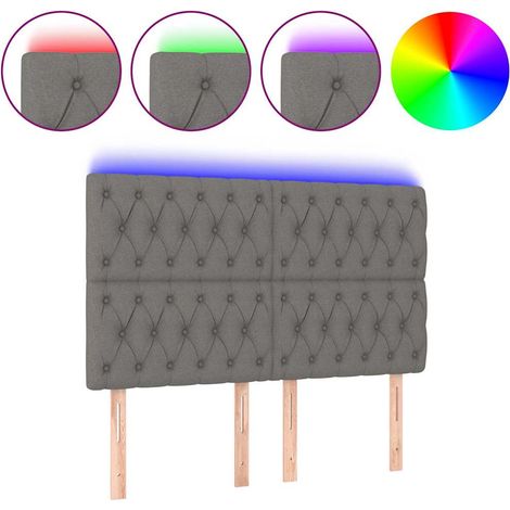 Maison Exclusive - Cabecero con luces LED tela gris oscuro 144x7x (1/5)