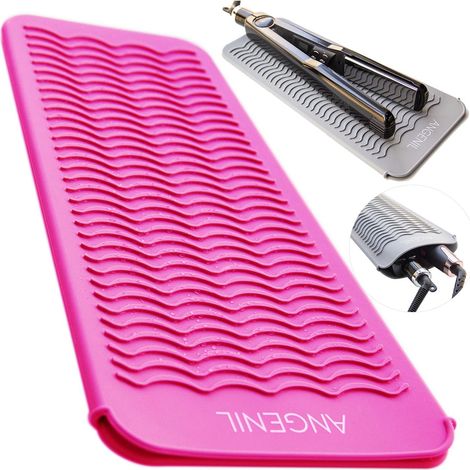 Pochette en silicone résistant pour lisseur de cheveux Fer à friser de plage professionnel 2 en 1, fer plat en titane, baguette à friser, vague de tige, outils de fer à friser, silicone de (1/5)
