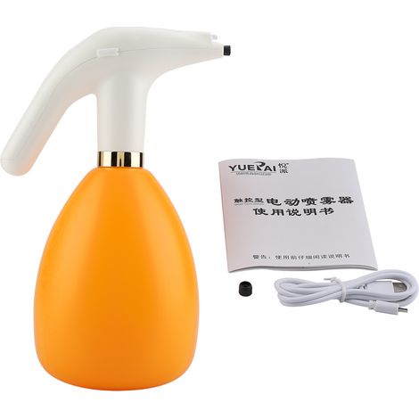 Arrosoir électrique 2,2L sans fil rechargeable USB pulvérisateur à commande tactile buse réglable orange (1/5)
