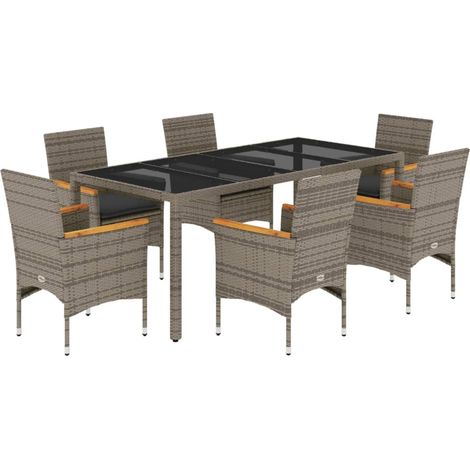 Maison Exclusive - Set comedor jardín 7 pzas y cojines ratán sint (1/5)