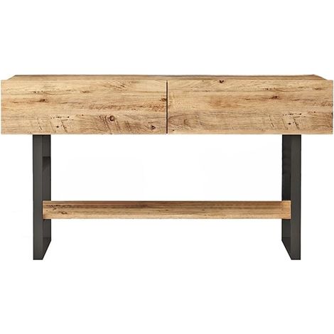 Consola con 2 puertas abatibles y 1 estante en decoración de pino atlántico - L138,8 cm (1/5)