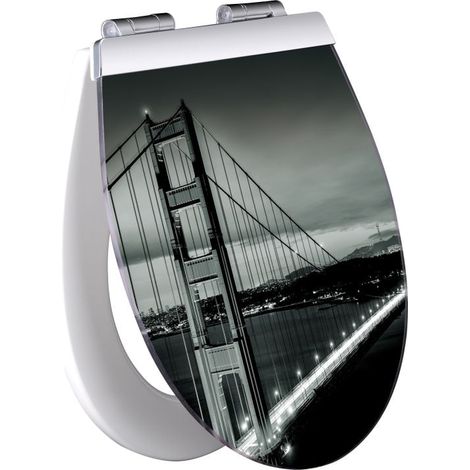 Primaster WC-Sitz mit Absenkautomatik Brücke weiß und Beleuchtung Toilettensitz (1/3)