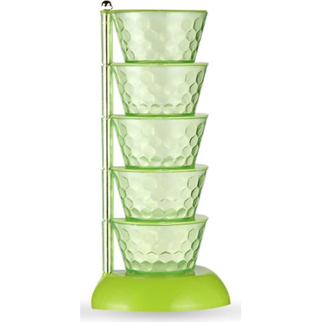 Boîte de rangement à épices en plastique multicouche avec rotation à 360°, pots à épices de cuisine avec couvercle pour sel, sucre et poivre (5 unités, vert)