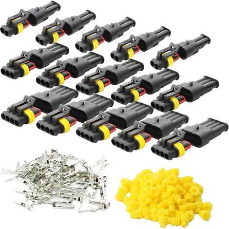 Imperméable à l'eau Connecteur, Électrique Prise Mâle et Femelle, AWG Connecteur étanche électrique pour Moto Scooter Auto Truck Marine Fil Harnais Sockets (2 Pin × 5P 3 Pin × 5P 4 Pin × 5P) (1/5)
