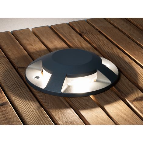 LED Bodenaufbaustrahler 4flammig Aufbauspot aussen anthrazit ALU Ø20cm IP65 (1/5)