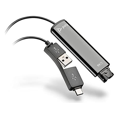 POLY DA75 USB-A/USB-C DIGITAL ADAPTER FUNKTIONIERT MIT POLY QUICK DISCONNECT CONTACT CENTER HEADSETS