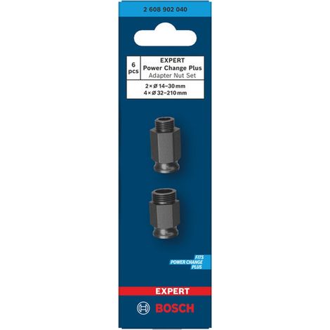 Bosch EXPERT Power Change Plus Adaptermuttern-Set, 2x 14-30 mm, 4x 32-210 mm