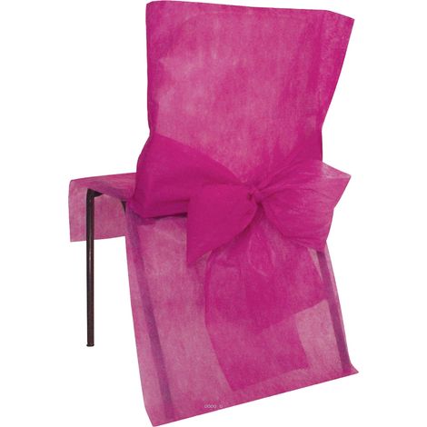 Housses de chaise X10 Fuchsias avec noeud Tissu non tissé 50 cm x95 cm - couleur: Rose fushia 730
