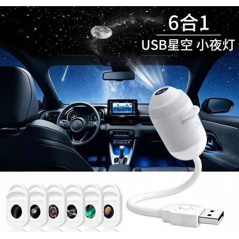 Popular USB Starry Sky Projector Light for Car Interiors, Home, and Bedrooms - Romantic Galaxy Ambient Light - Dual-Mode Starry Sky Night Light + 6 Star Chips -
