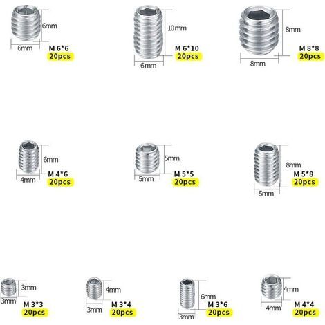 200 Edelstahl-Gewindestifte M3, M4, M5, M6, M8 für Metall – Komplettes Befestigungsset mit Stempel (1/3)