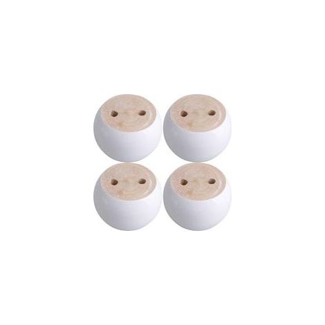 Jeu de 4 pieds de meuble ronds en eucalyptus blanc 8 x 8 x 5 cm Pouvant supporter un poids d'environ 100 kg (1/5)