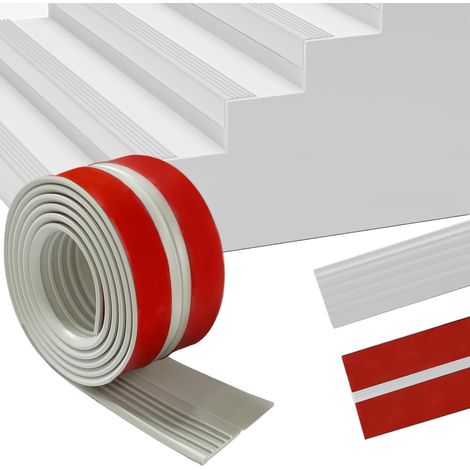Nez de Marche Autocollant en PVC,6m Protection des Bords d'escalier avec Fonction Antidérapante,pour protéger contre les chutes Idéal pour l'intérieur et l'extérieur(Gris) (1/5)