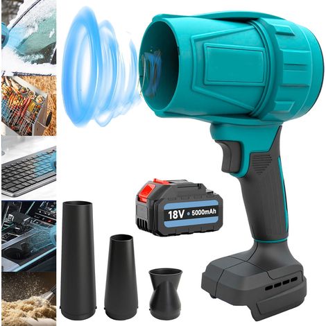 Soffiatore elettrico senza fili per polvere, soffiatore per foglie, soffiatore portatile per auto con 1 batteria da 5500 mAh, compatibile con batterie Makita serie BL, per pulizia del patio, asciugatu