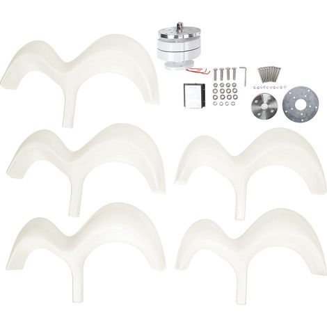 Éolienne Générateur Kit 5 Pales 600W Contrôleur Intégré Type Gourde DTHL600w Blanche (12V) (1/5)