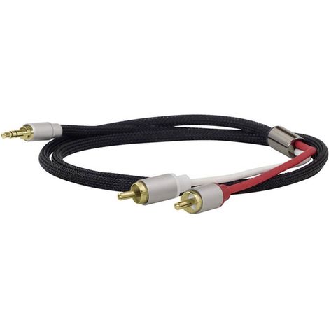 Dynavox 207385 207385 Cinch-RCA audio Adaptateur [1x Jack mâle 3.5 mm - 2x Cinch-RCA mâle] noir (1/2)