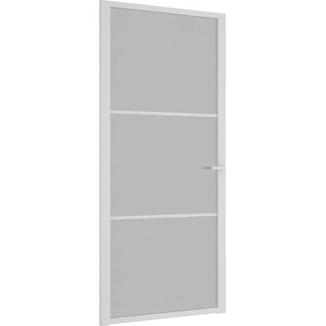 vidaXL Puerta interior de vidrio y aluminio blanco mate 93x201,5 cm (1/2)