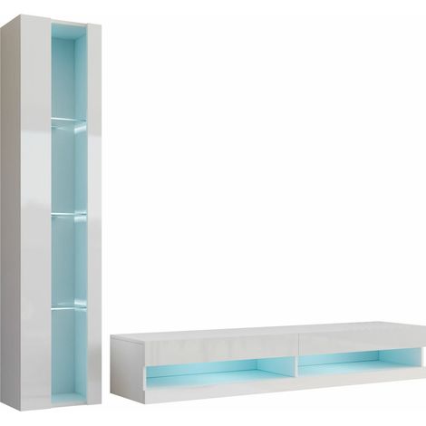Conjunto de salón Vilrin VIII, Blanco + Blanco brillante