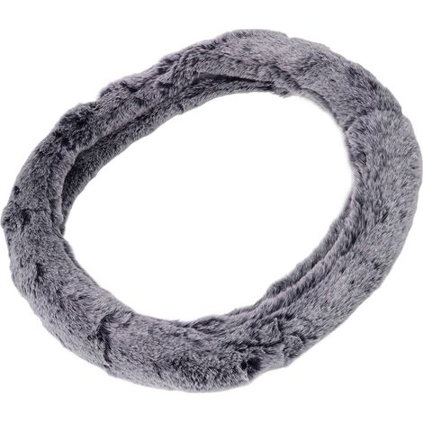 Volant Universel 15 Pouces Housse en Fausse Laine Mœlleuse Protection Auto Intérieur Accessoire Homme Femme Gris (1/5)