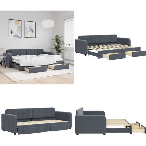 vidaXL Lit de jour avec gigogne et tiroirs sans matelas 80x200 cm (1/5)