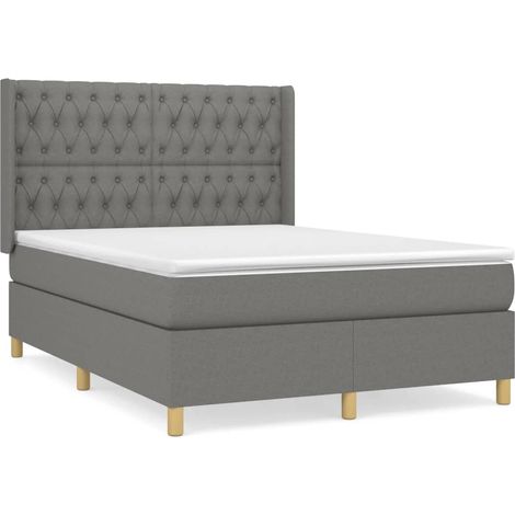 Maison Exclusive - Cama box spring con colchón tela gris oscuro 1 (1/5)