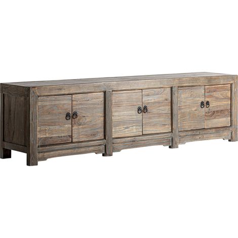 Meuble tv bois vieilli style rustique finition marron chaleureux - Marron bois vieilli naturel (1/5)