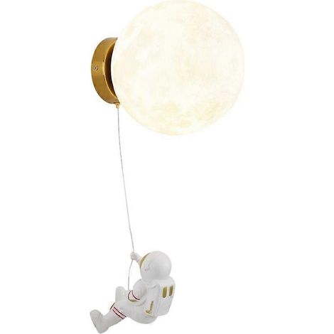 Applique Murale Lune Pour Chambre D'Enfant Moderne Minimaliste Cratif Astronaute Dessin Anim Chambre Applique Murale De Chevet, Lampe Led Tricolore Di
