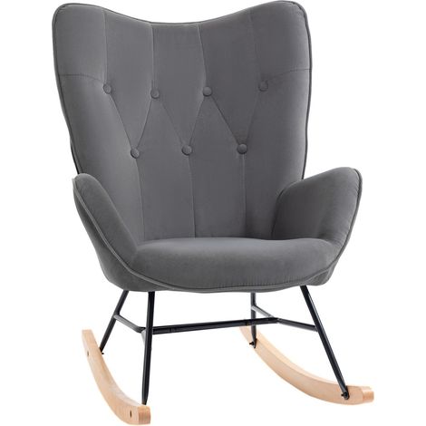 Mecedora Con Estructura De Acero Sillón Relax Tapizado Sillón Sillón Sillón De Salón Sillón Con Asiento Acolchado Poliéster Aterciopelado (1/5)