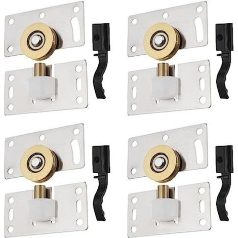 4 Sets Edelstahl-Schiebetürrollen, Schiebetürbeschläge für Möbel, Kleiderschränke und Fenster