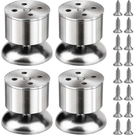Quatre pieds de meuble/table en acier inoxydable, pieds de meubles de cuisine réglables avec vis, hauteur 0-10 mm. (1/5)