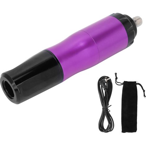 Machine à tatouer stylo en alliage d'aluminium, clip de tatouage, câble, interface CC, machine rotative à tatouer violette (1/5)